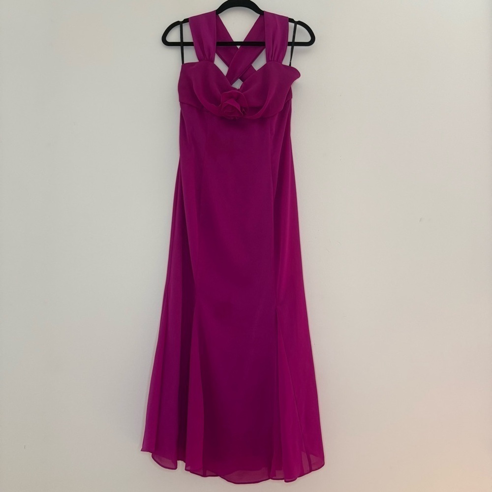 VTG JESSICA MCCLINTOCK GUNNE SAX 80s 90s Prom Formal Strappy Rosette Maxi Dress